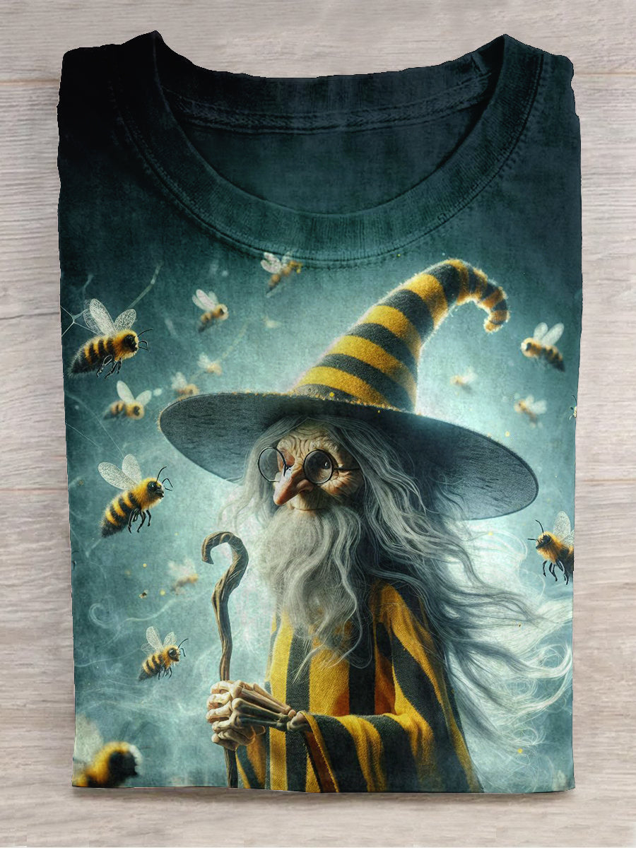 Witch Art Print Unisex Round Neck Short Sleeve Casual T-Shirt