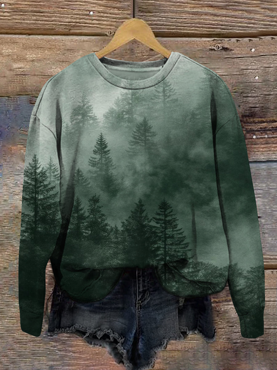 Horror Forest Art Print Unisex Crew Neck Long Sleeve Casual Sweatshirt