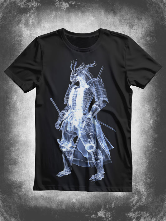 Armored Dragon Warrior X-Ray Art Print Unisex Round Neck Short Sleeve Casual T-Shirt