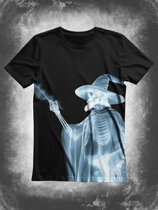 Wizard X-Ray Magic Art Print Unisex Round Neck Short Sleeve Casual T-Shirt