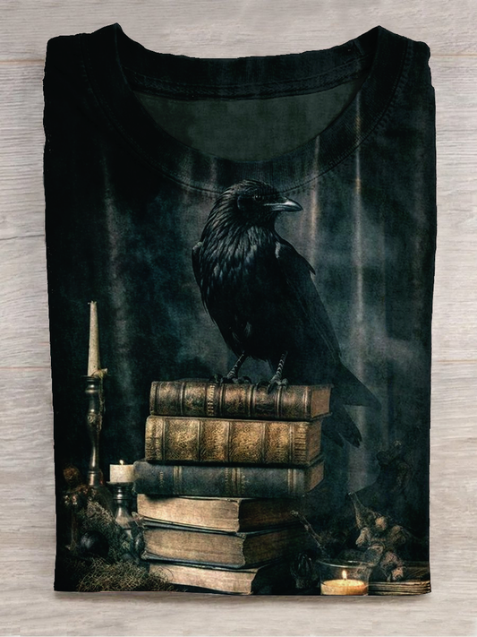 Magic Crow Art Shirt Printed Short Sleeve T-Shirt Casual T-shirt