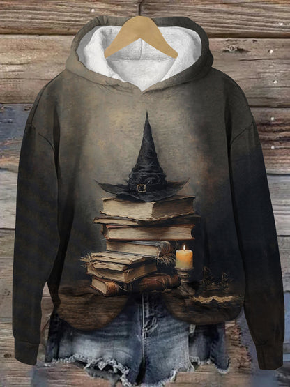 Magic Book Witch Art Print Unisex Casual Hooded Sweatshirt