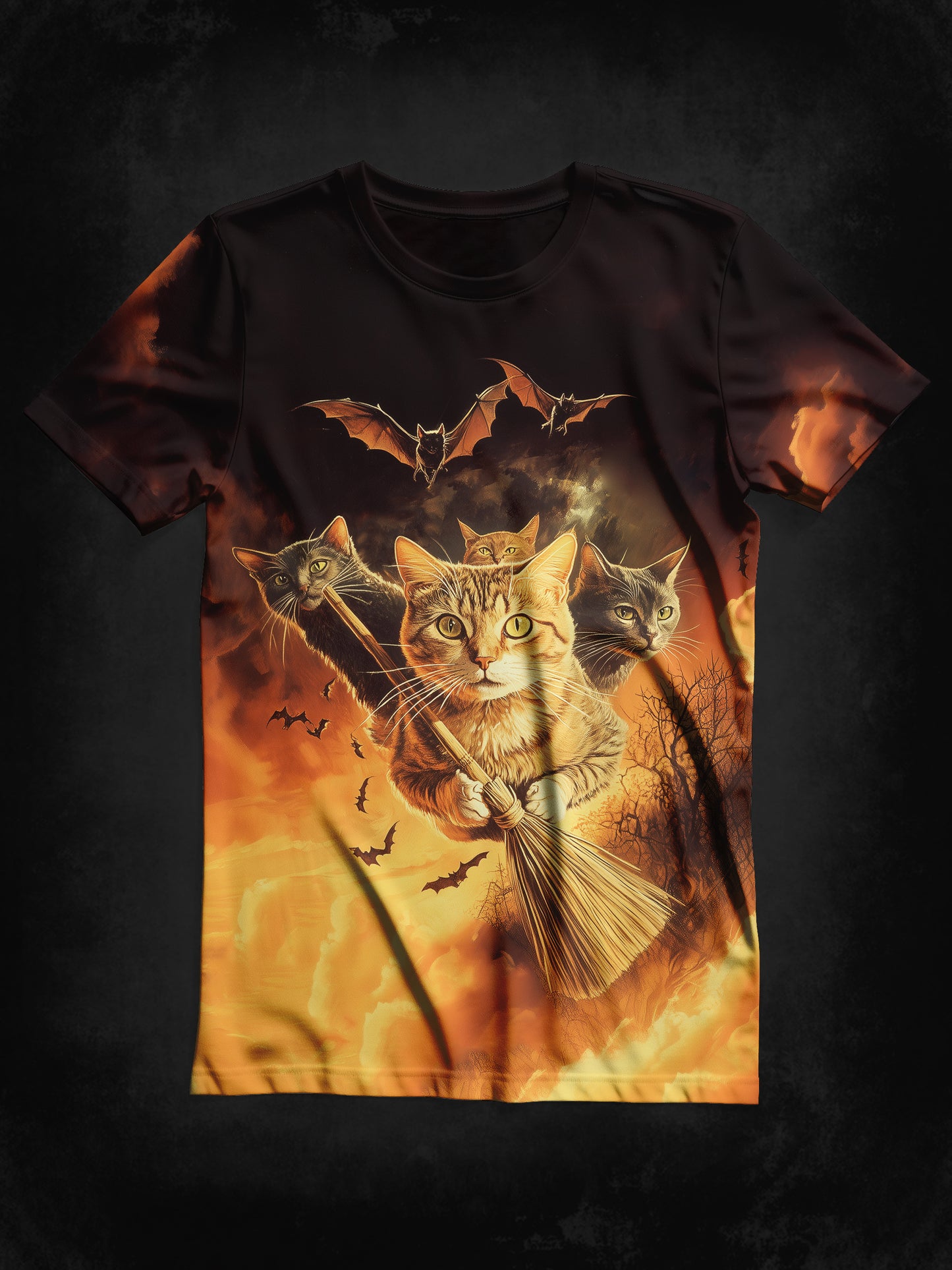 Cat Wizard Art Print Unisex Round Neck Short Sleeve Casual T-Shirt