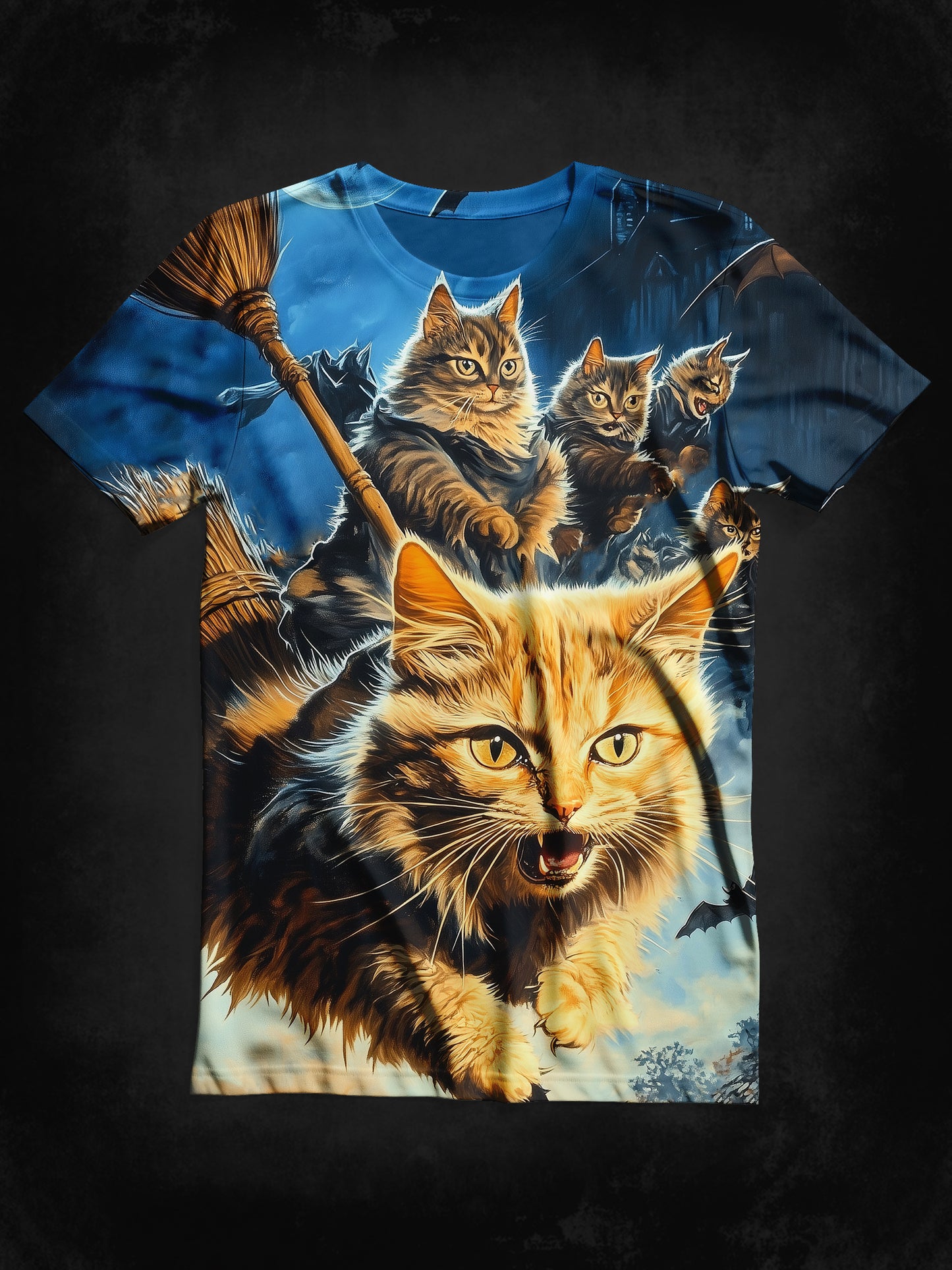 Cat Wizard Art Print Unisex Round Neck Short Sleeve Casual T-Shirt