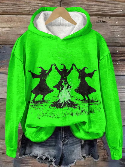 Witch Bonfire Ritual Dance Art Print Unisex Casual Hooded Sweatshirt