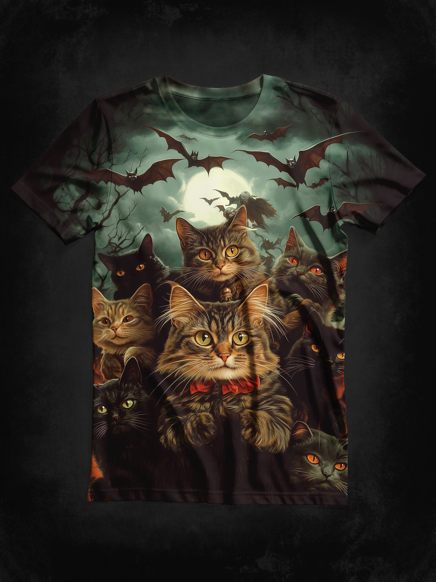 Cat Wizard Art Print Unisex Round Neck Short Sleeve Casual T-Shirt