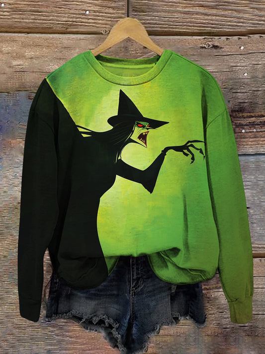 Witch Art Print Unisex Crew Neck Long Sleeve Casual Sweatshirt