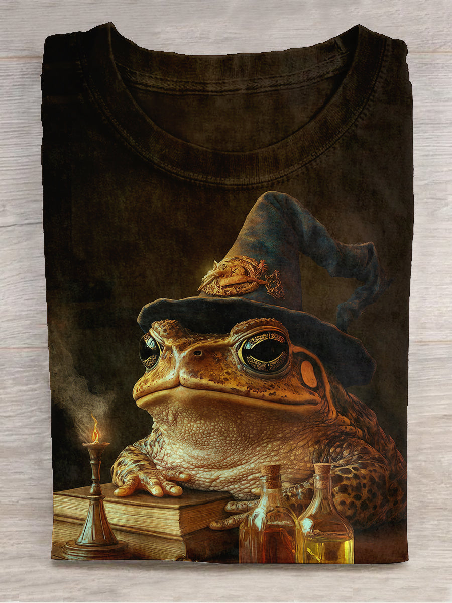 Toad Wizard Art Print Unisex Round Neck Short Sleeve Casual T-Shirt