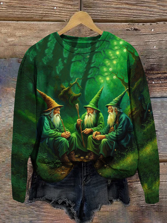 Wizard Art Print Unisex Crew Neck Long Sleeve Casual Sweatshirt