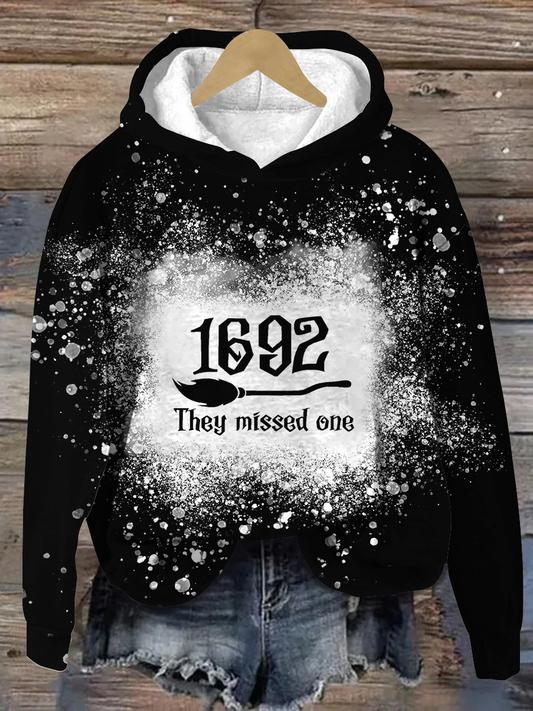 Magic Witch Art Shirt Printed Round Neck Long Sleeve Hooded Sweatshirt