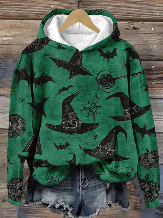 Witch Art Print Unisex Hooded Long Sleeve Casual Sweatshirt