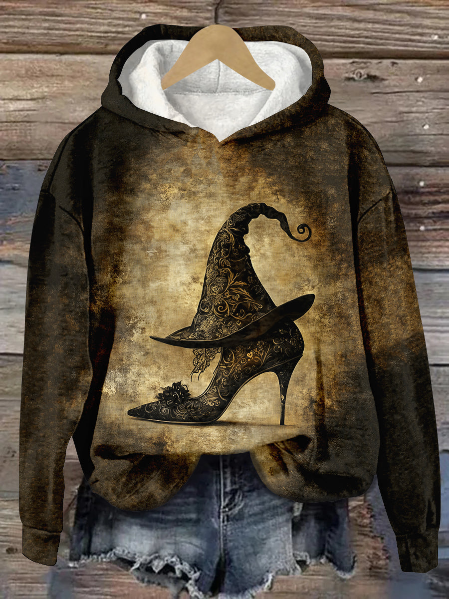 Witch Art Print Unisex Hooded Long Sleeve Casual Sweatshirt