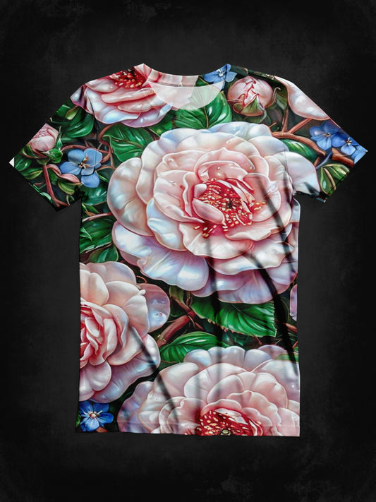 Vintage Floral Art Print Unisex Round Neck Short Sleeve Casual T-Shirt