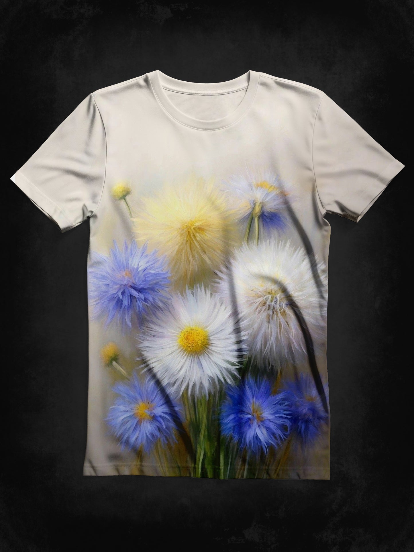 Vintage Floral Art Print Unisex Round Neck Short Sleeve Casual T-Shirt