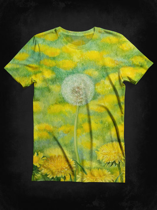 Dandelion Flower Art Print Unisex Round Neck Short Sleeve Casual T-Shirt