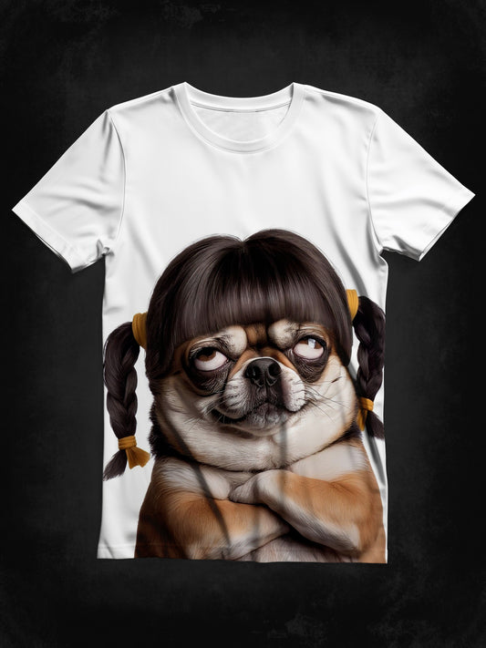 Funny Dog Art Print Unisex Crew Neck Short Sleeve Casual T-Shirt