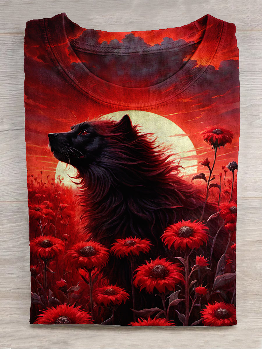 Little Red Riding Hood and Wolf Series Art Print Unisex Round Neck Short Sleeve Casual T-Shirt