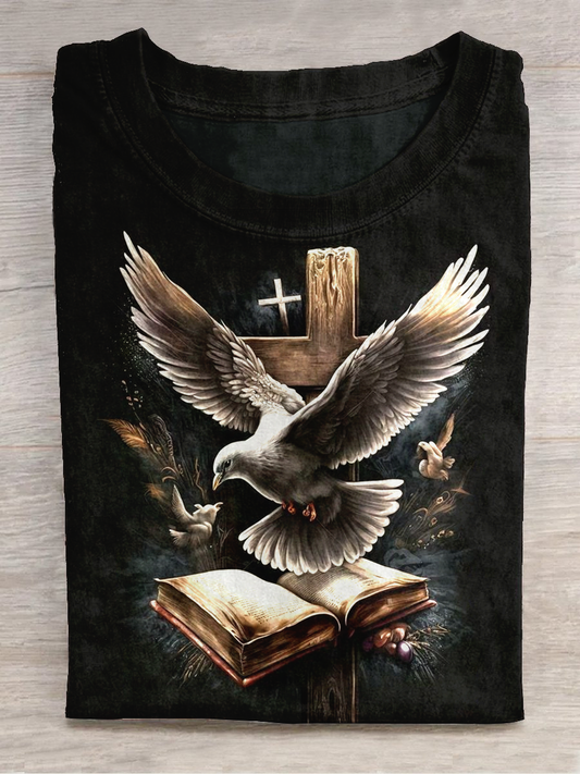 Religious Art Shirt Printed Round Neck Short-Sleeved Casual T-Shirt