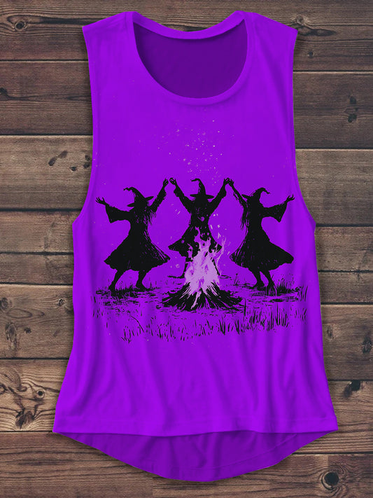 Witches Bonfire Ritual Art Print Unisex Casual Tank Top