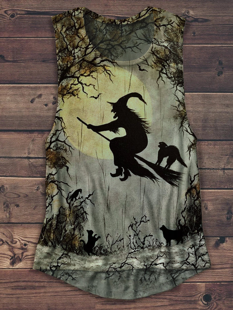 Witch Art Print Unisex Casual Tank Top