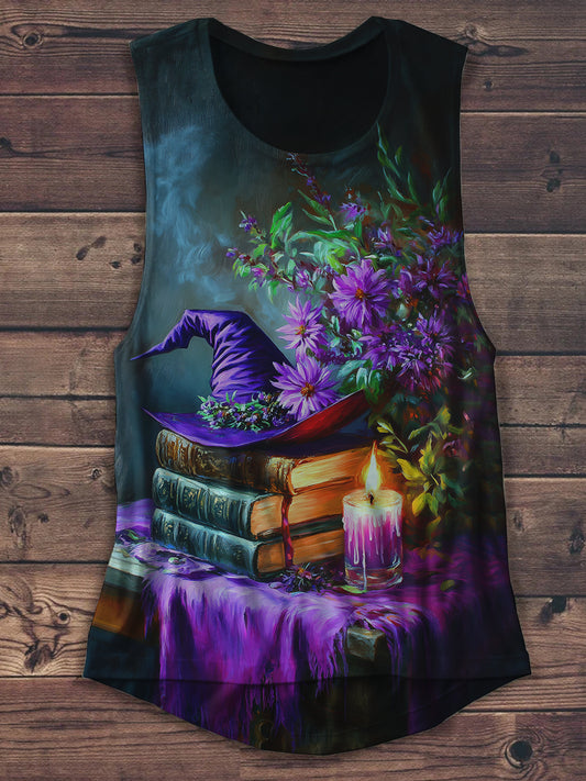 Witch Magic Book Art Print Unisex Casual Tank Top