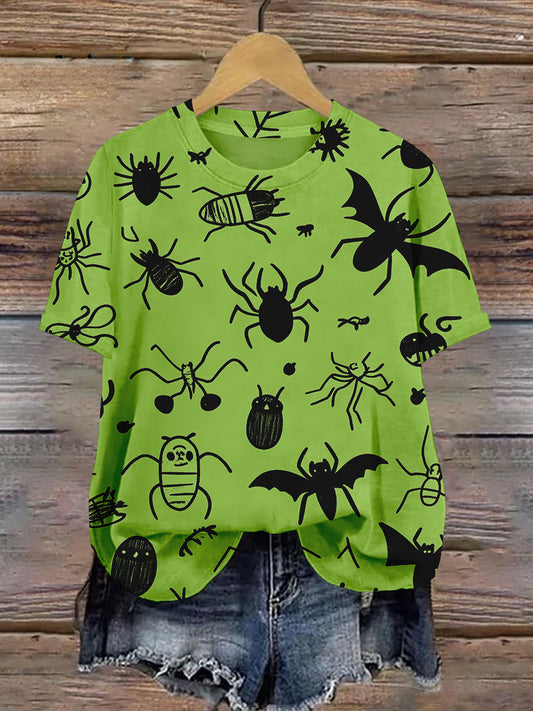 Insect Art Print Unisex Crew Neck Short Sleeve Casual T-Shirt