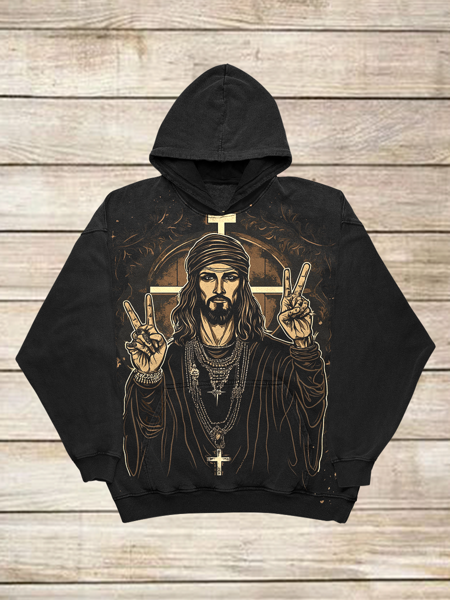 Rock Band Art Print Long Sleeve Casual Hooded Sweatshirt