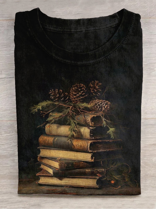 Book Art Print Unisex Round Neck Short Sleeve Casual T-Shirt