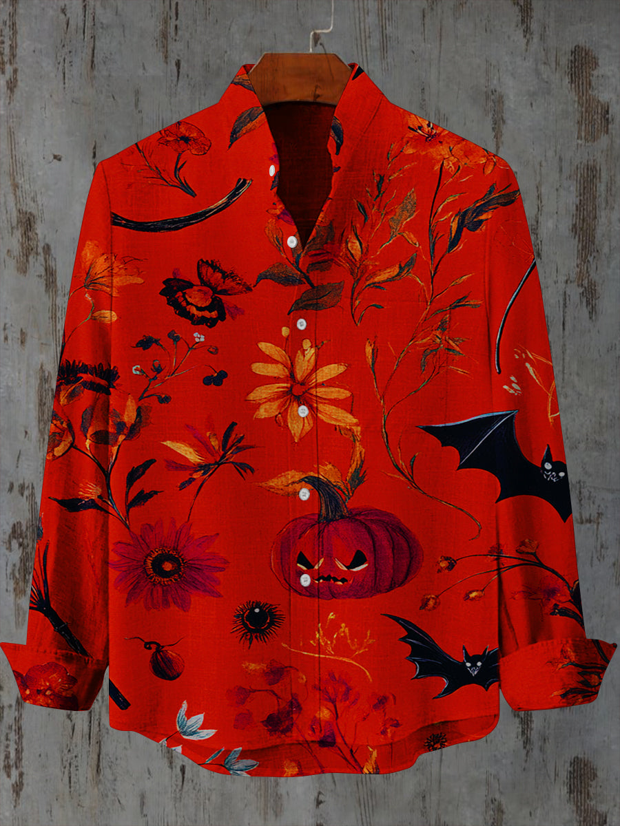 Halloween Graphic Art Print Long Sleeve Casual Shirt