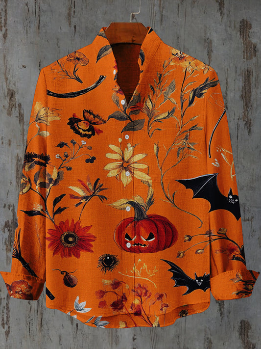 Halloween Graphic Art Print Long Sleeve Casual Shirt