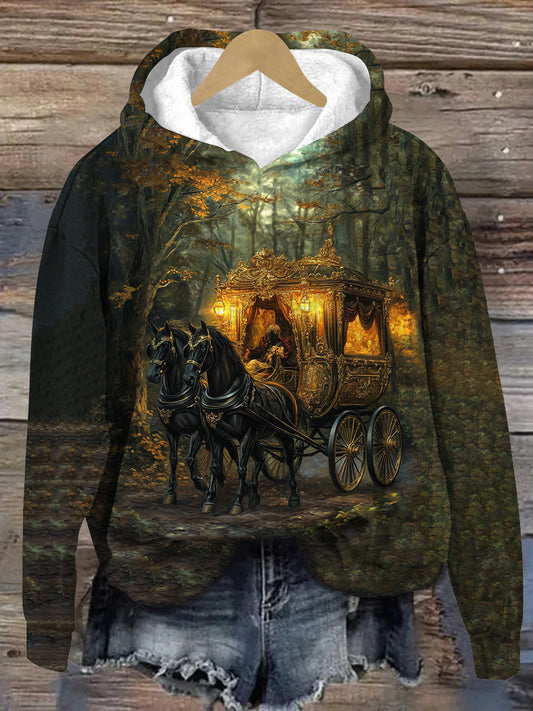 Ghost Carriage Art Print Unisex Long Sleeve Casual Hooded Sweatshirt