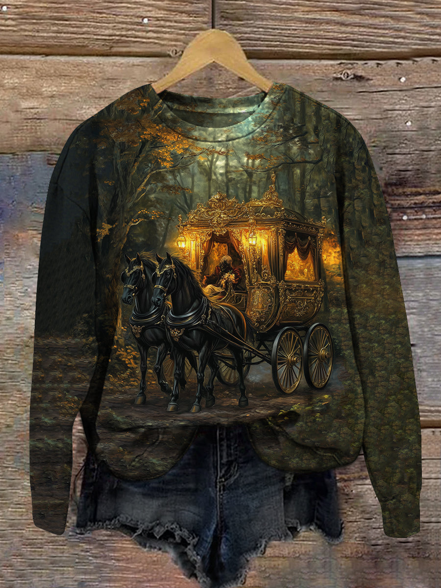 Ghost Carriage Art Print Unisex Round Neck Long Sleeve Casual Sweatshirt