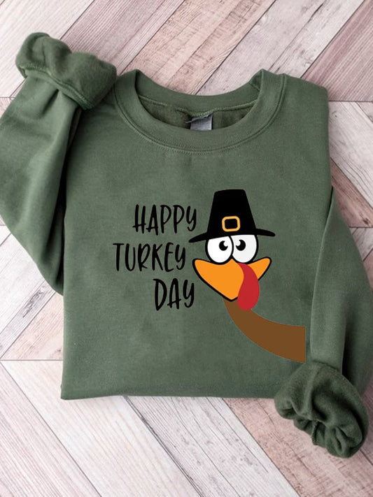 Women's Loose Round Neck Thanksgiving Printed Sweatshirt