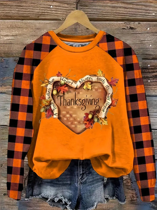 Women's Thanksgiving Abstract Letter Print Sweatshirt