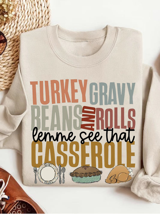 Women's Loose Round Neck Thanksgiving Printed Sweatshirt