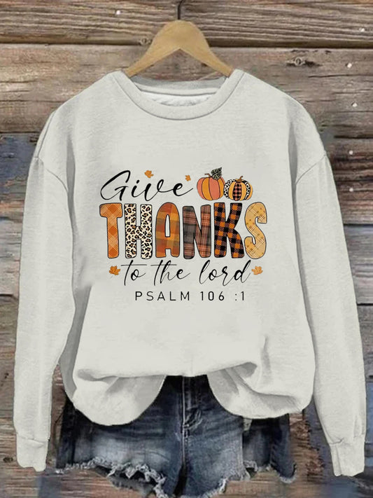 Women's Thanksgiving Abstract Letter Print Sweatshirt