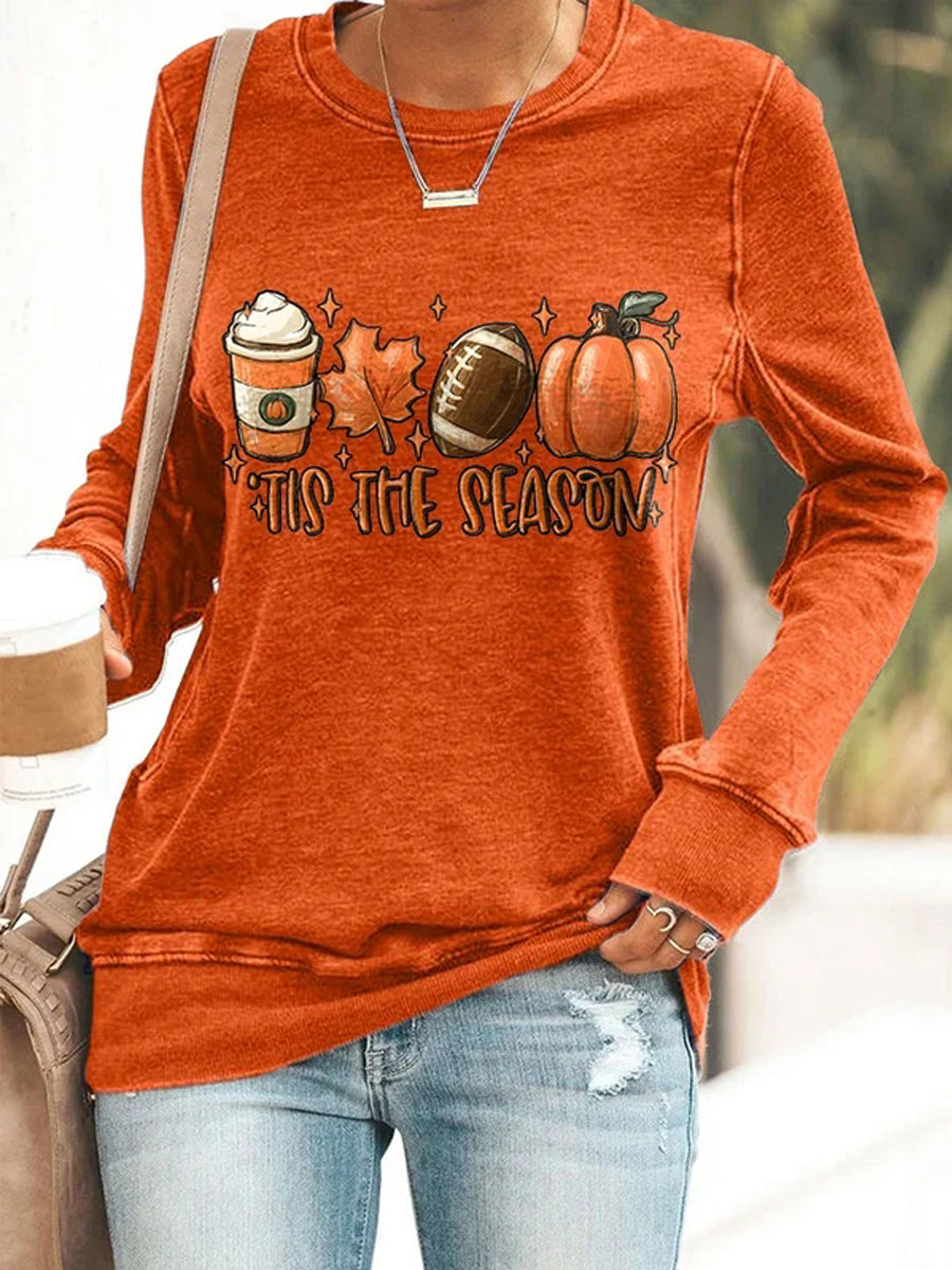 Women's Loose Thanksgiving Printed Sweatshirt