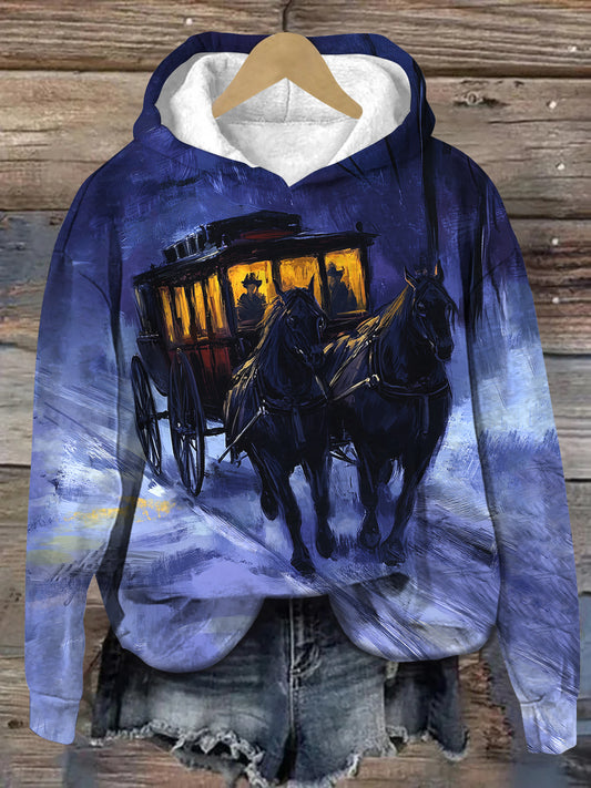 Night Ghost Carriage Art Print Unisex Long Sleeve Casual Hooded Sweatshirt