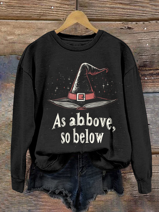 Witch Art Print Unisex Crew Neck Long Sleeve Casual Sweatshirt