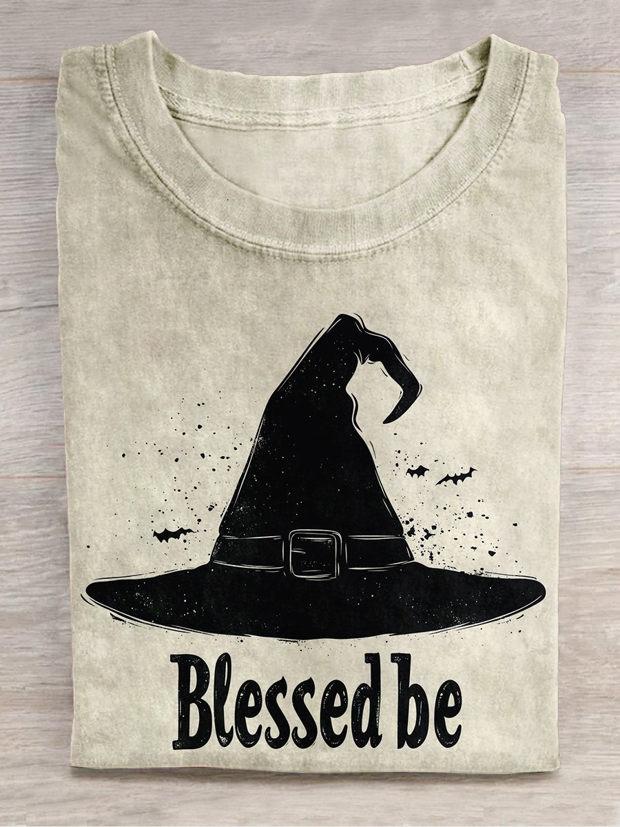 Witch Art Print Unisex Round Neck Short Sleeve Casual T-Shirt