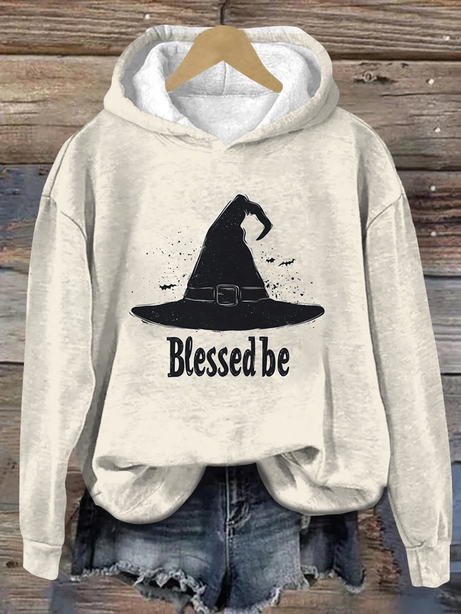 Witch Art Print Unisex Long Sleeve Casual Hooded Sweatshirt