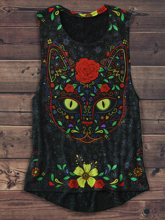 Black Cat Art Print Unisex Tank Top