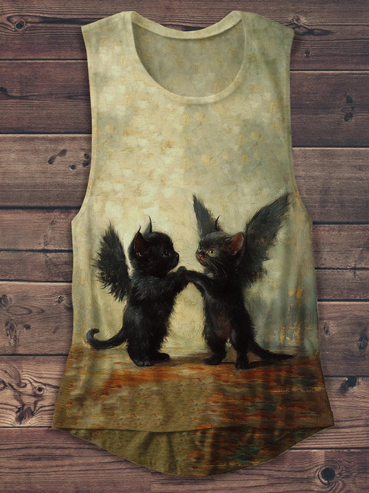 Black Cat Art Print Unisex Tank Top