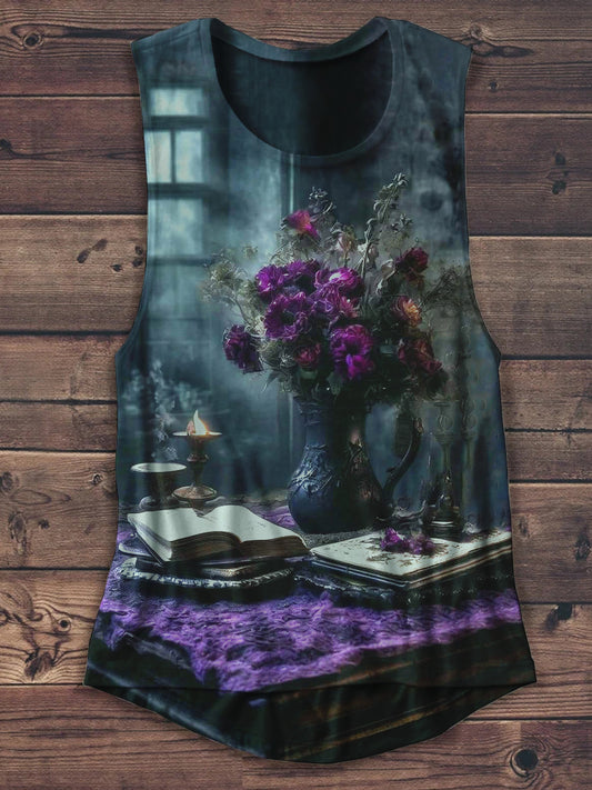 Magic Book Witch Art Print Unisex Casual Tank Top