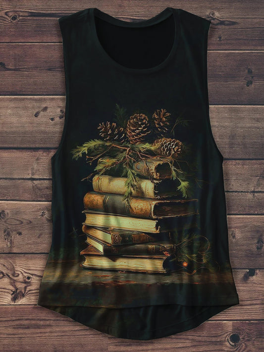 Vintage Book Art Print Unisex Casual Tank Top