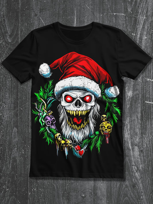 Santa Claus Christmas Art Print Unisex Round Neck Short Sleeve Casual T-Shirt