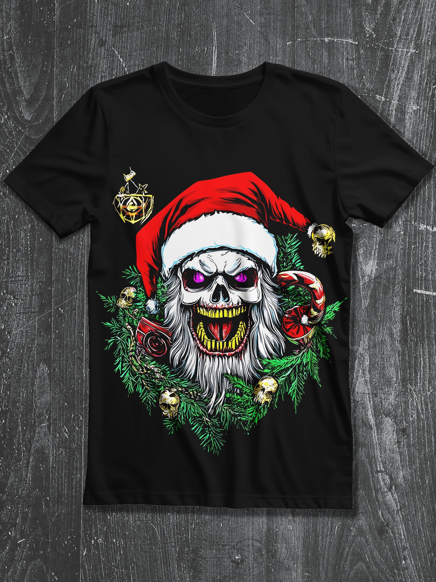 Santa Claus Christmas Art Print Unisex Round Neck Short Sleeve Casual T-Shirt