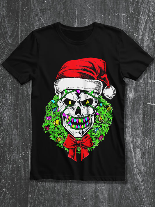 Santa Claus Christmas Art Print Unisex Round Neck Short Sleeve Casual T-Shirt