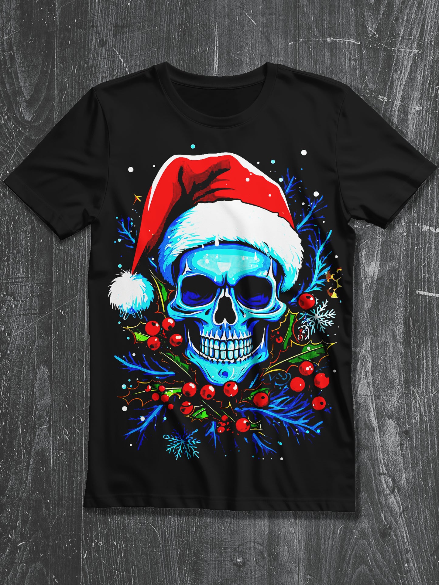 Santa Claus Christmas Art Print Unisex Round Neck Short Sleeve Casual T-Shirt