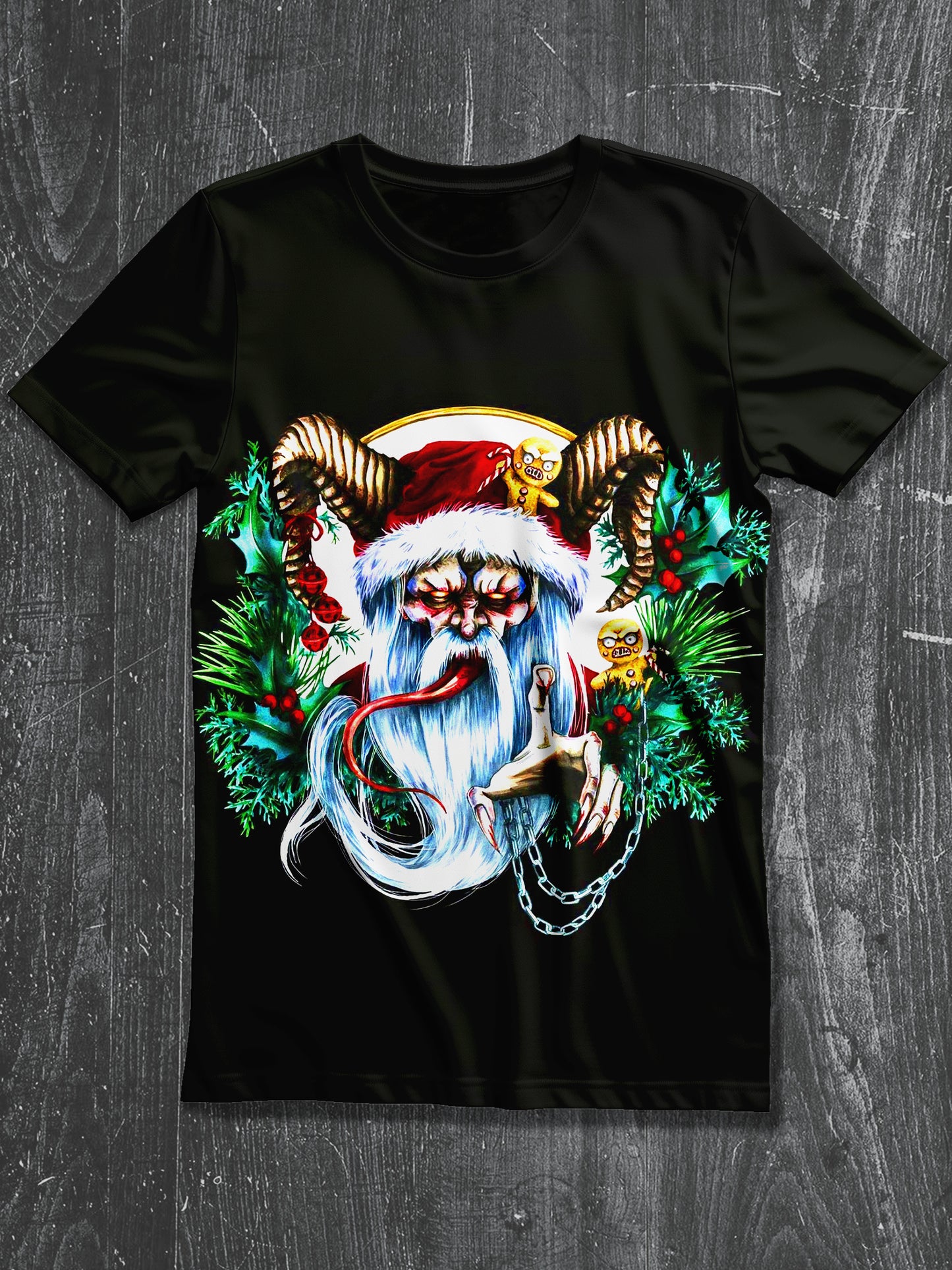 Santa Claus Christmas Art Print Unisex Round Neck Short Sleeve Casual T-Shirt